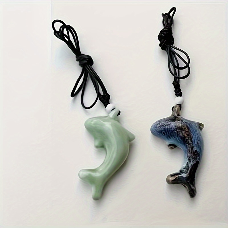 Ceramic Dolphin Whistle Necklace Adjustable Ceramic Holiday Gift for Friends